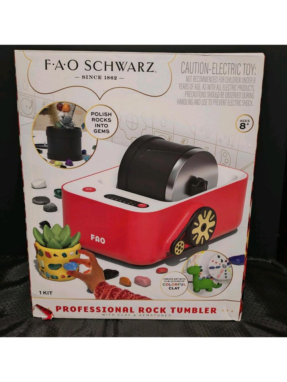 FAO Schwarz Professional Rock Tumbler Set With Polishing Barrel Clay Gemstones